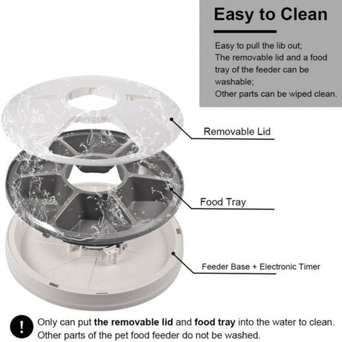 Automatic 6 Day Meal Timed Pet Dog Cat Feeder Food Bowl Auto Holiday Dispenser