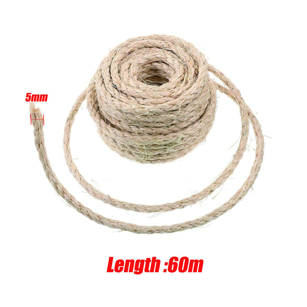 60m Natural Sisal Rope Cat Cats Scratching Post Claw Control Toys Crafts Pet