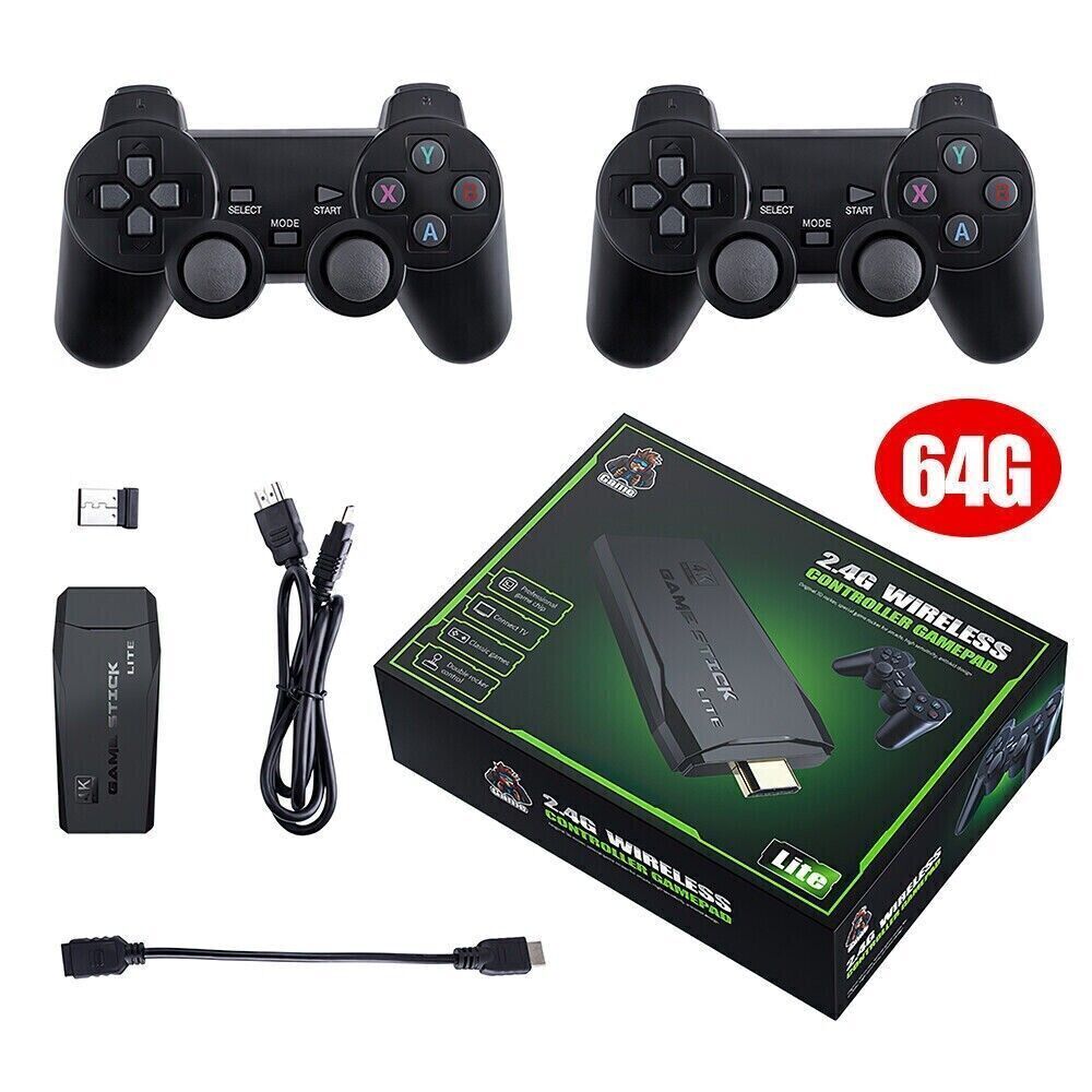 4K HDMI Retro Game Stick Console Plug Play 20000- Games 2 Wireless Controllers