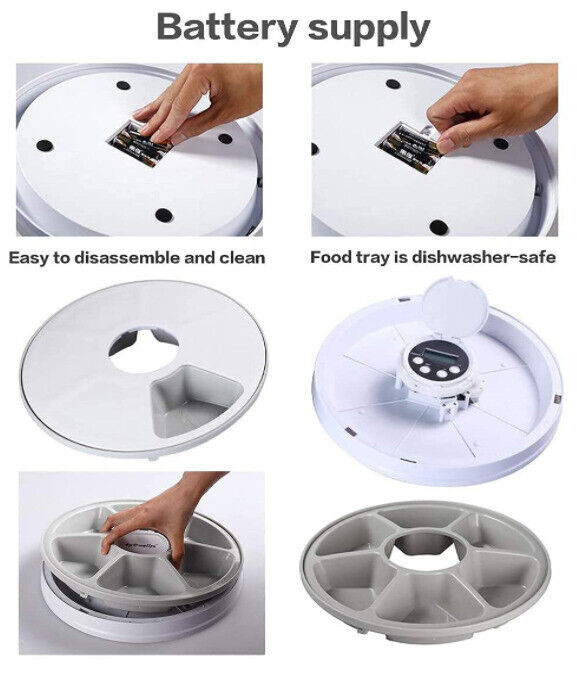 Automatic 6 Day Meal Timed Pet Dog Cat Feeder Food Bowl Auto Holiday Dispenser