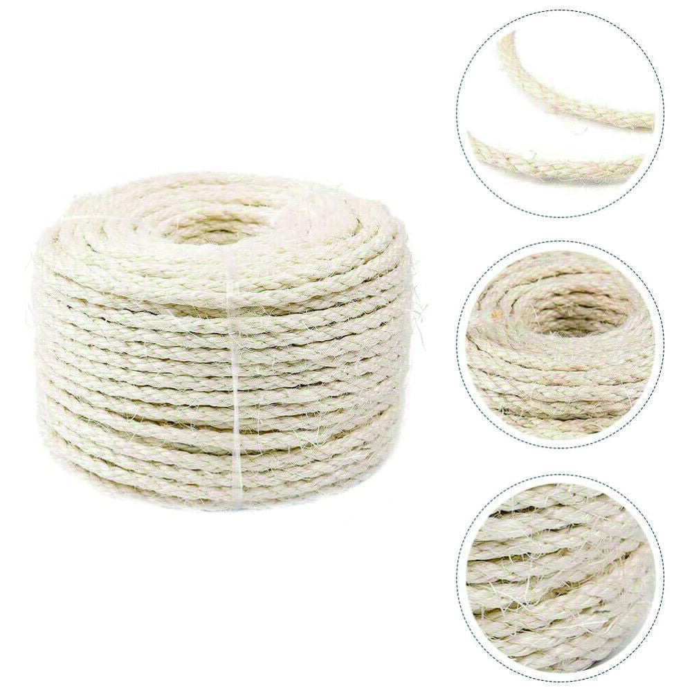 60m Natural Sisal Rope Cat Cats Scratching Post Claw Control Toys Crafts Pet